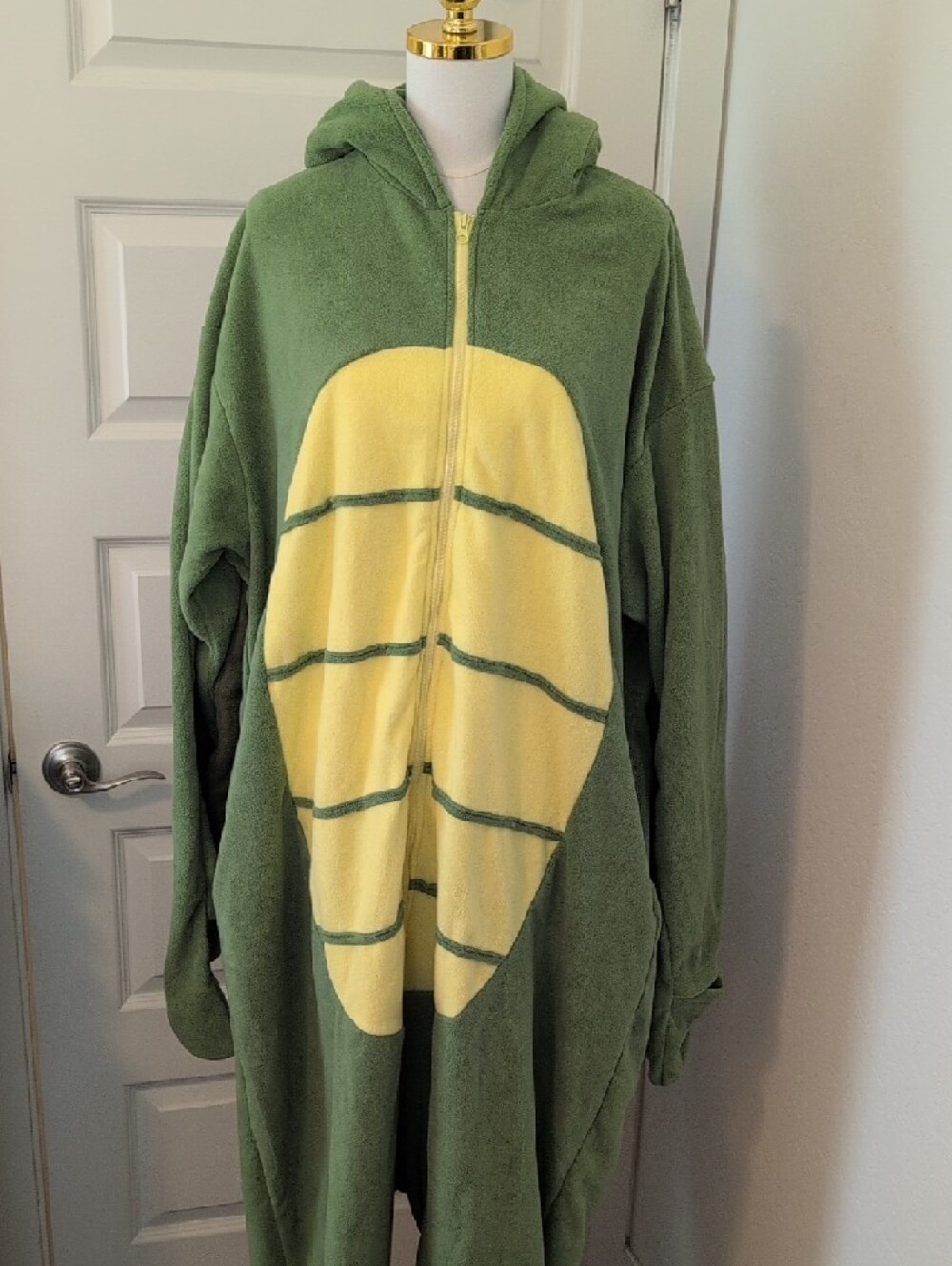 Green Turtle Costume Onesie with Hood Adult Size 2X - Picture 4 of 12